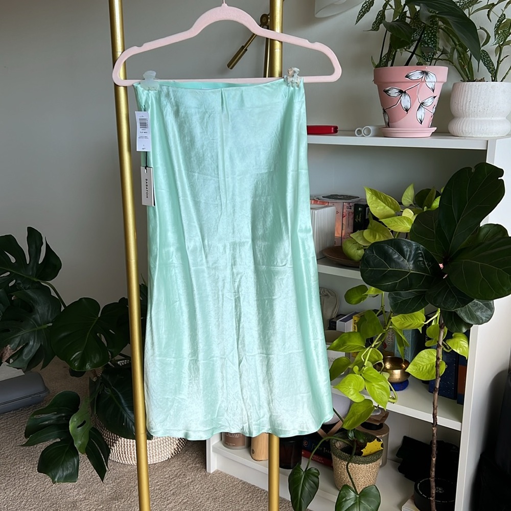 Babaton Slip Satin Midi Skirt